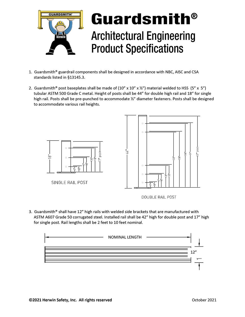 Engineering Specs for Guardsmith Guardrails